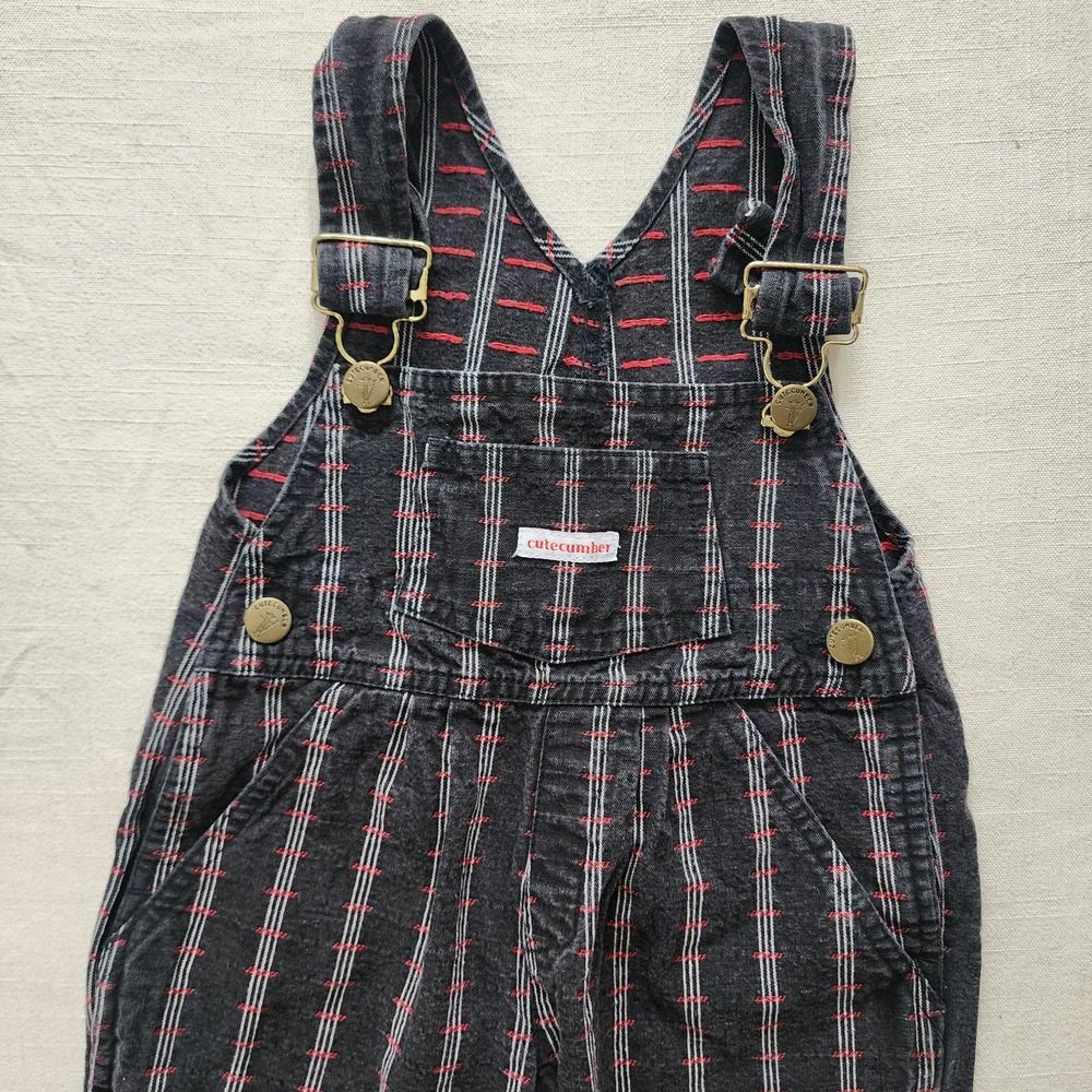 Vintage Cutecumber Black Pattern Overalls 2t